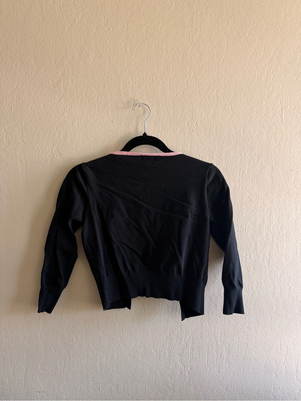 Unique Vintage Black Cardigan with Pink Strawberry Motifs - Picture 2 of 2
